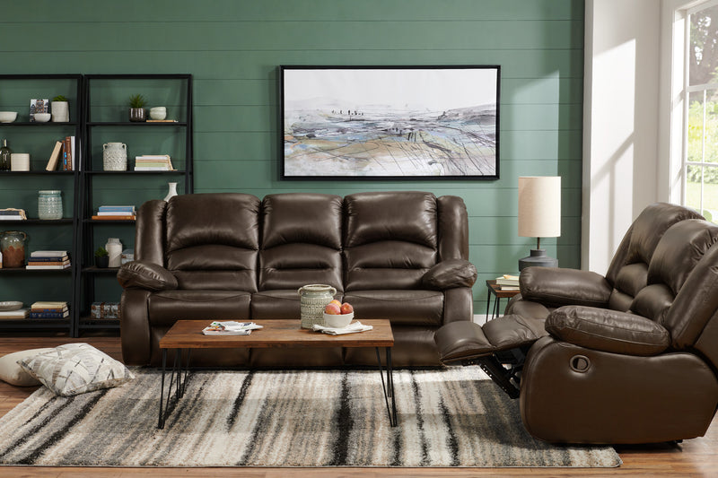 Toreno 64\" Genuine Leather Reclining Loveseat - Brown