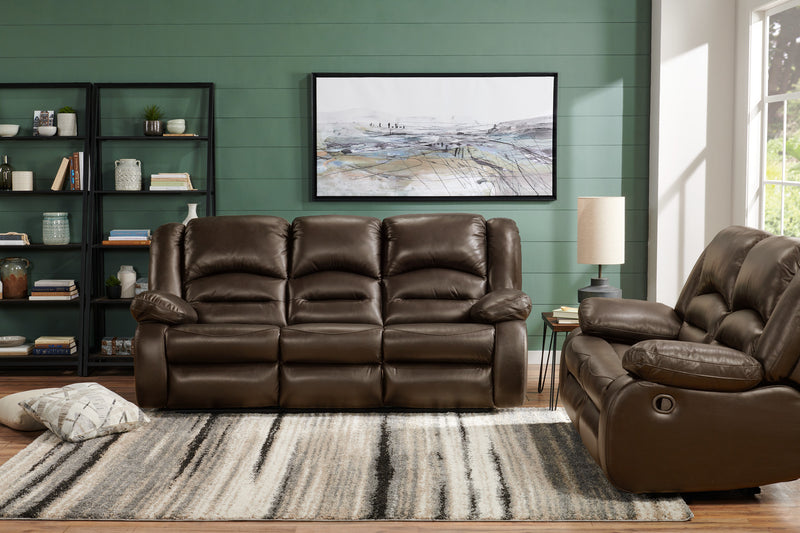 Toreno 86\" Genuine Leather Reclining Sofa - Brown