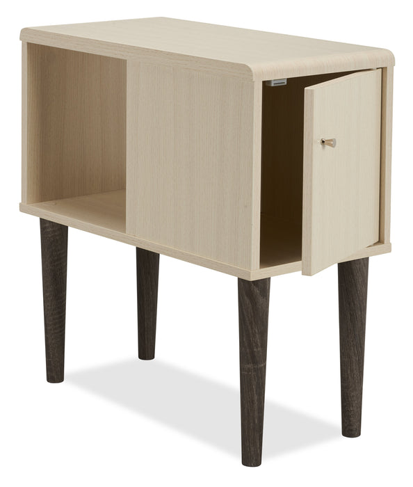 Torry 11.5\" Chairside Table with Cabinet - Ivory