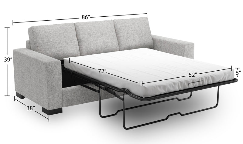 Made in Canada Customizable Sofa Lab Track 85\" Linen-Look Fabric Sofa Bed with Track Arms - Luna Domino Grey