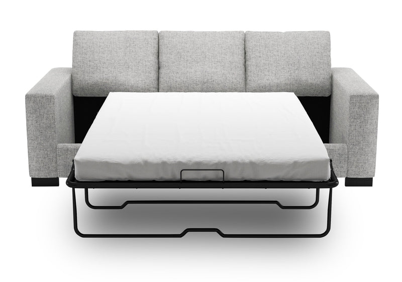 Made in Canada Customizable Sofa Lab Track 85\" Linen-Look Fabric Sofa Bed with Track Arms - Luna Domino Grey