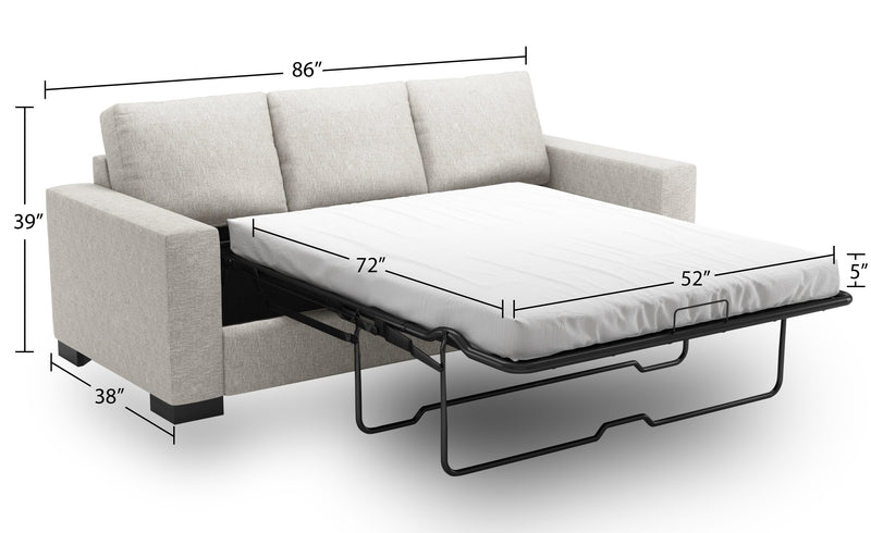 Made in Canada Customizable Sofa Lab Track 85\" Chenille Fabric Sofa Bed with Track Arms - Luxury Silver
