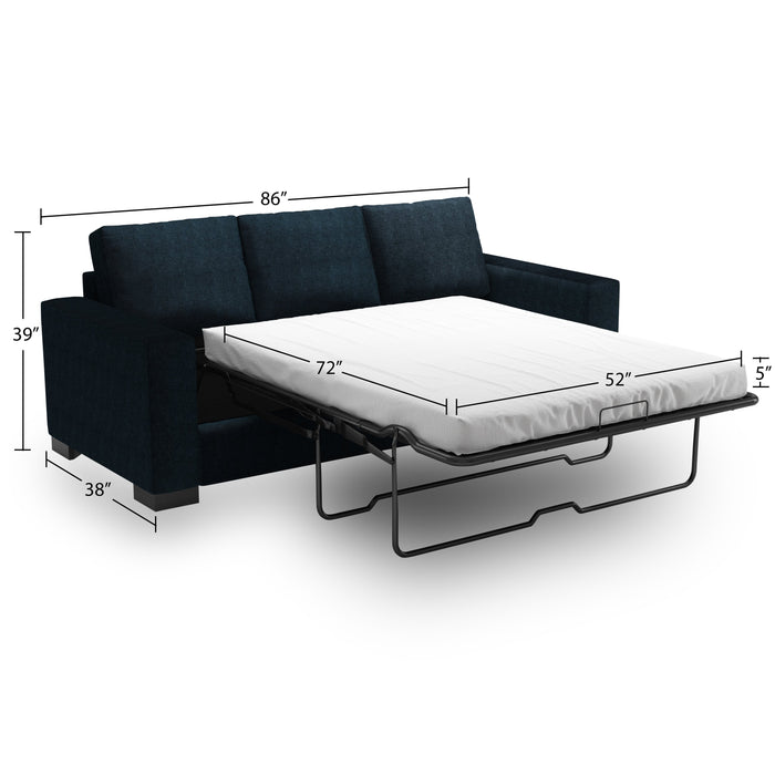 Made in Canada Customizable Sofa Lab Track 85\" Chenille Fabric Sofa Bed with Track Arms - Luxury Indigo Blue