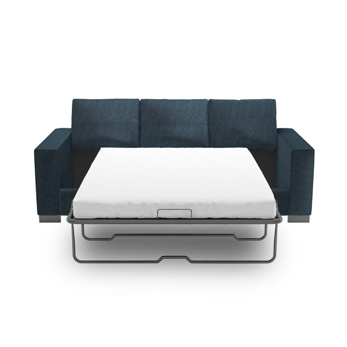 Made in Canada Customizable Sofa Lab Track 85\" Chenille Fabric Sofa Bed with Track Arms - Luxury Indigo Blue