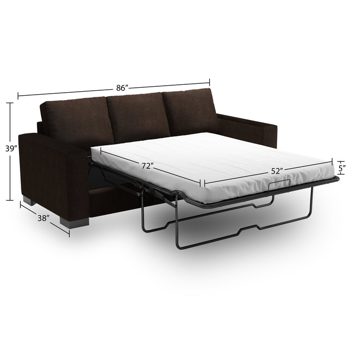 Made in Canada Customizable Sofa Lab Track 85\" Chenille Fabric Sofa Bed with Track Arms -  Luxury Chocolate Brown