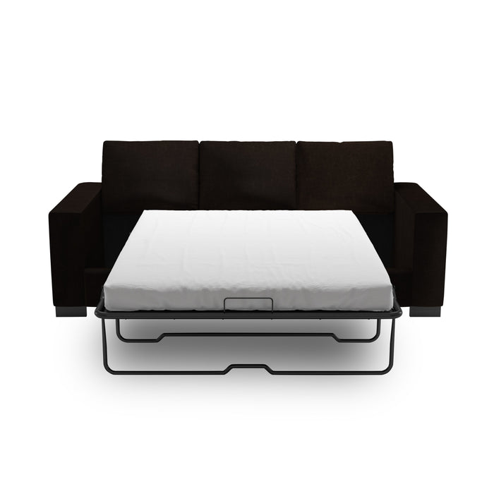 Made in Canada Customizable Sofa Lab Track 85\" Chenille Fabric Sofa Bed with Track Arms -  Luxury Chocolate Brown