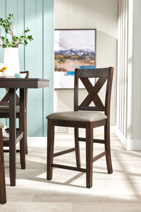 Tribeca 5pc Counter-Height Set with Table & 4 Chairs, Pedestal Base, 40\"W Square - Grey/Brown