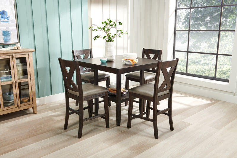 Tribeca Counter-Height Table, Pedestal Base, 40\"W Square - Grey/Brown