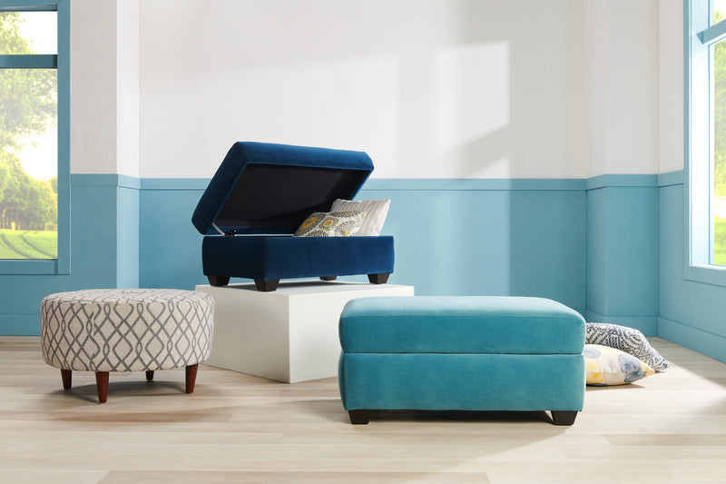 Made in Canada Customizable Sofa Lab The Trunk 39\" Velvet Fabric Storage Ottoman - Sea Blue