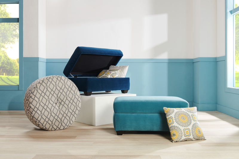 Made in Canada Customizable Sofa Lab The Trunk 39\" Velvet Fabric Storage Ottoman - Sea Blue