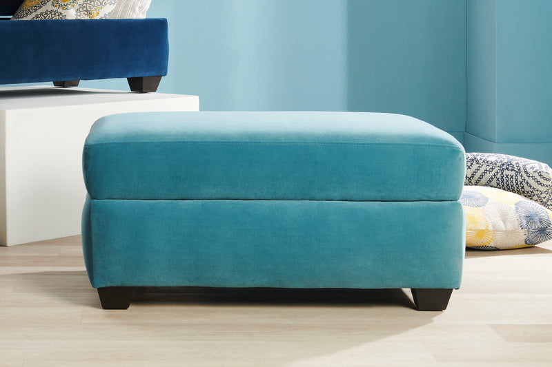 Made in Canada Customizable Sofa Lab The Trunk 39\" Velvet Fabric Storage Ottoman - Sea Blue