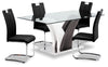 Tuxedo 5pc Dining Set with Table & 4 Chairs, Glass Top, Pedestal Base, 72\"W - Black