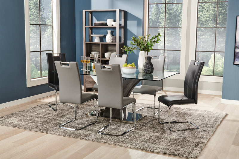 Tuxedo Dining Chair with Vegan-Leather Fabric, Metal - Black