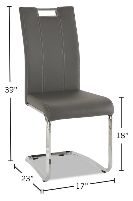 Tuxedo Dining Chair with Vegan-Leather Fabric, Metal - Grey