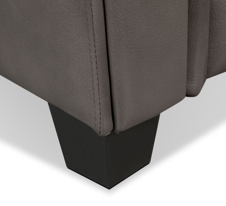 Andi 84\" Leather-Look Fabric Sofa with Button Tufting - Grey