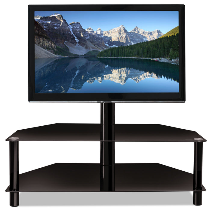 Bello 52\" Modern TV Stand with Storage and Cable Management for TVs up to 60\"- Black Metal and Glass