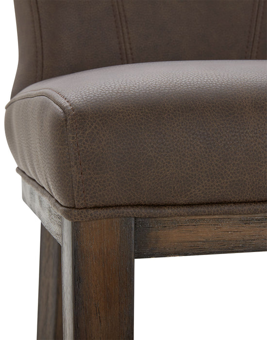 Quinn Barstool with Vegan Leather Fabric - Brown