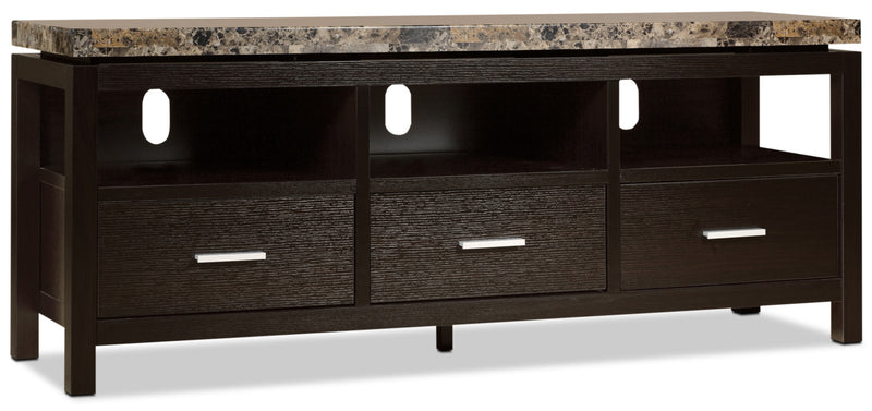 Verona 60\" TV Stand with Storage and Cable Management for TVs up to 65\"- Espresso with Marble Top