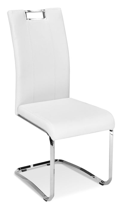 Tuxedo Dining Chair with Vegan-Leather Fabric, Metal - White