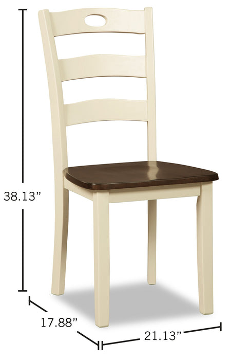 Woodanville Dining Chair, Ladder Back -Two-Tone White & Brown