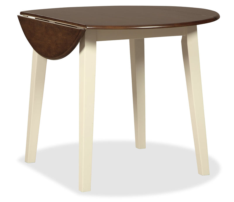 Woodanville Drop-Leaf Dining Table, 40.5\"W Round - Two Tone White & Brown