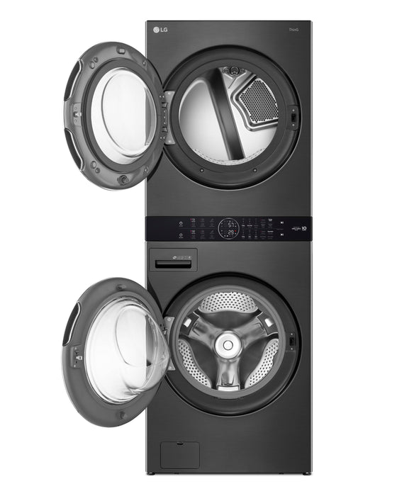 LG 5.2 Washer/7.4 Dryer Cu. Ft. Front-Load High-Efficiency Steam Washtower™ - Black Steel - WKEX200HBA