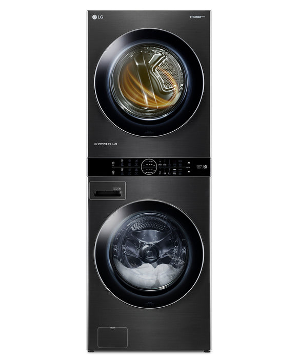 LG 5.2 Washer/7.4 Dryer Cu. Ft. Front-Load High-Efficiency Steam Washtower™ - Black Steel - WKEX200HBA