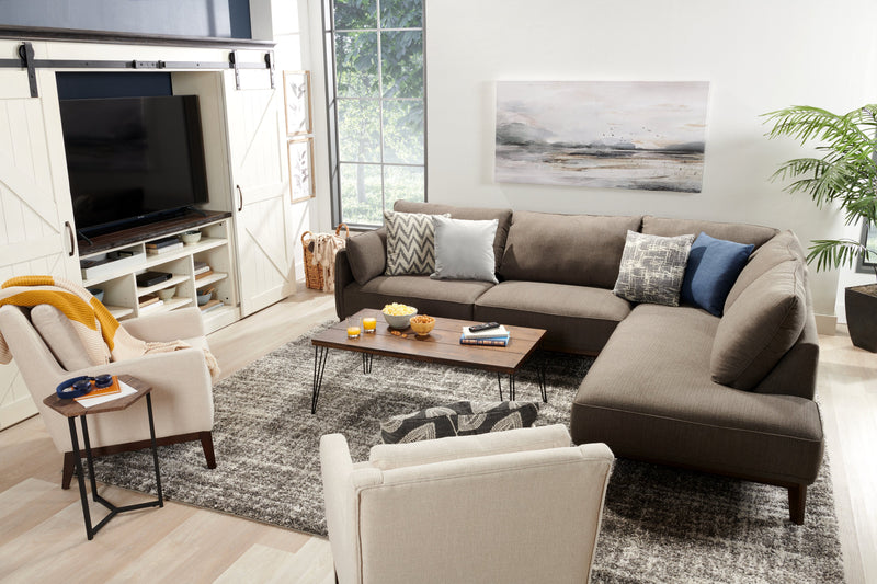 Woodland 23.4\" Rustic Coffee Table - Brown Oak Finish with Metal Legs