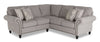 Made in Canada Wynn 2-Piece Chenille Fabric Sectional with Nailhead Trim and Wood Bun Legs - Grey