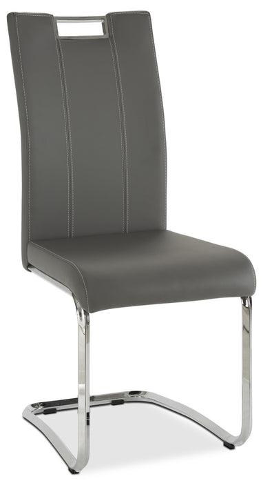 Tuxedo Dining Chair with Vegan-Leather Fabric, Metal - Grey