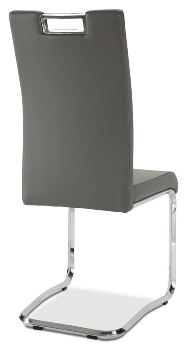 Tuxedo Dining Chair with Vegan-Leather Fabric, Metal - Grey
