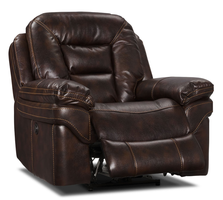 Leo 41\" Leather-Look Fabric Power Reclining Chair - Walnut Brown