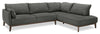 Cindy Crawford Home Gena 2-Piece Right-Facing Linen-Look Fabric Sectional with Wood Legs - Charcoal Grey