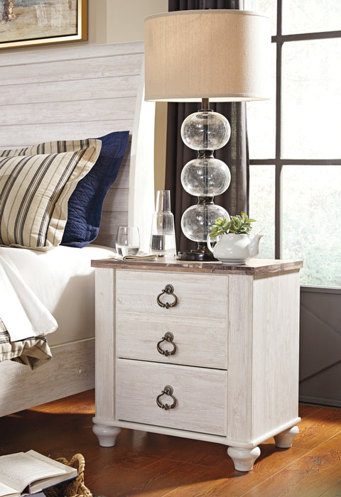 Willowton Bedside 2-Drawer Nightstand, 23.7\"W x 25.7\"H - Whitewash