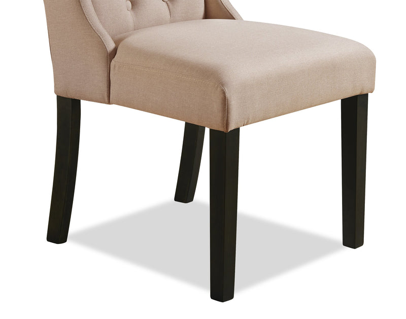 York Wing-Back Dining Chair with Linen-Look Fabric, Button Tufted - Taupe