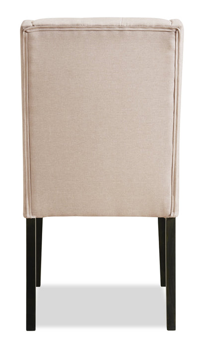 York Wing-Back Dining Chair with Linen-Look Fabric, Button Tufted - Taupe