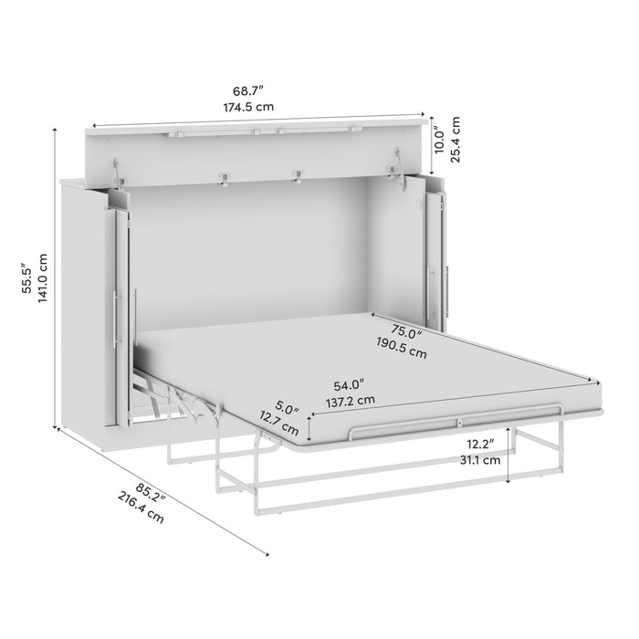 Bestar Nebula 69 W Full Cabinet Bed with Mattress - Bark Grey