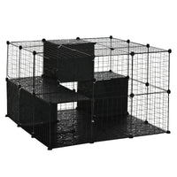 Pawhut Small Animal Cage Rabbit Cage With Door, Guinea Pig Playpen, Small Animal Fence For Bunny, Ch