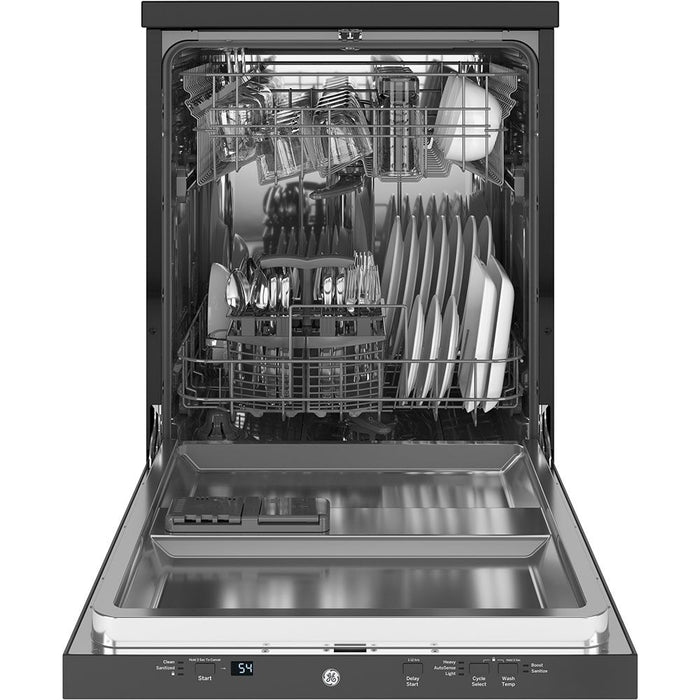 GE 24\" 54 dBA Portable Top-Control Dishwasher with Piranha Hard Food Disposer - Stainless - GPT225SSLSS