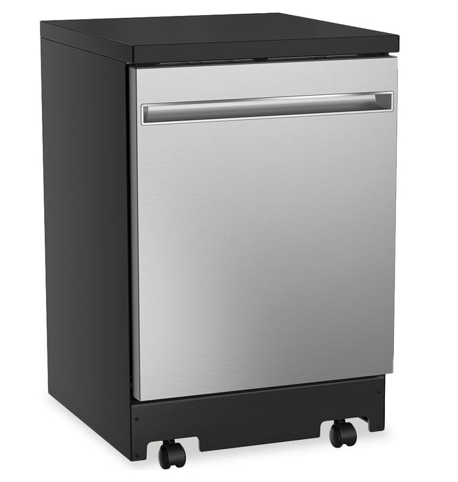 GE 24\" 54 dBA Portable Top-Control Dishwasher with Piranha Hard Food Disposer - Stainless - GPT225SSLSS