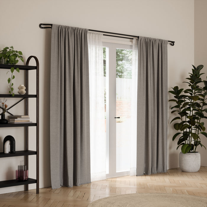 Umbra Midnight Matte Black Expandable Double Blackout 3/4\" Curtain Rod - 42\"-120\" 