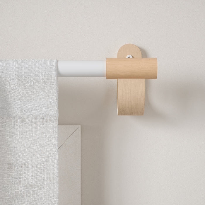 Umbra Bellwood White and Natural Expandable 1\" Curtain Rod - 42\"-120\" 
