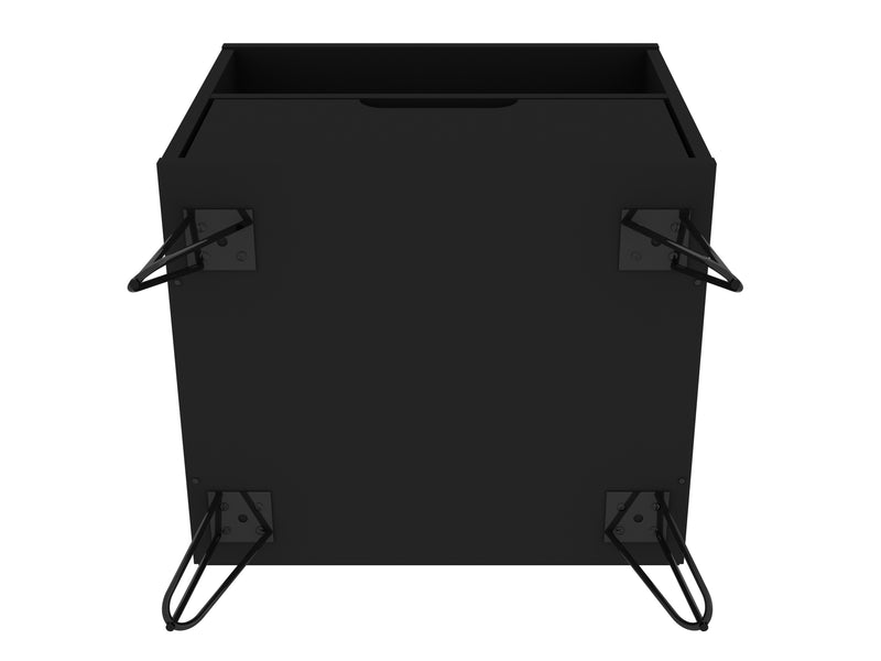 Manhattan Comfort Rockefeller Mid-Century Modern Nightstand with Drawer - Black