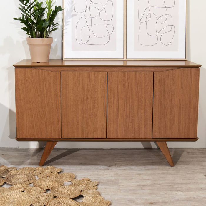 Manhattan Comfort Tudor 53.15” Sideboard with 4 Shelves - Maple Cream