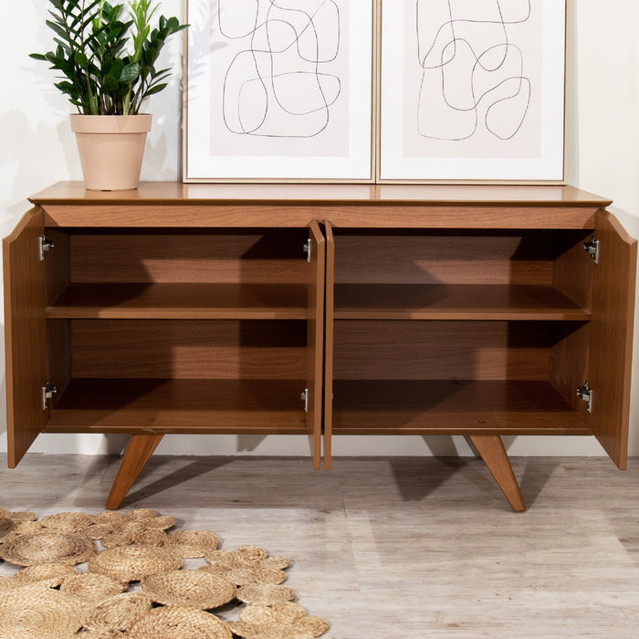 Manhattan Comfort Tudor 53.15” Sideboard with 4 Shelves - Maple Cream