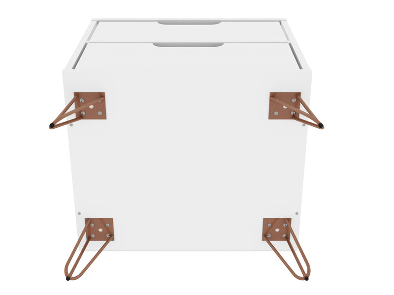 Manhattan Comfort Rockefeller Mid-Century Modern Nightstand with 2 Drawers - White
