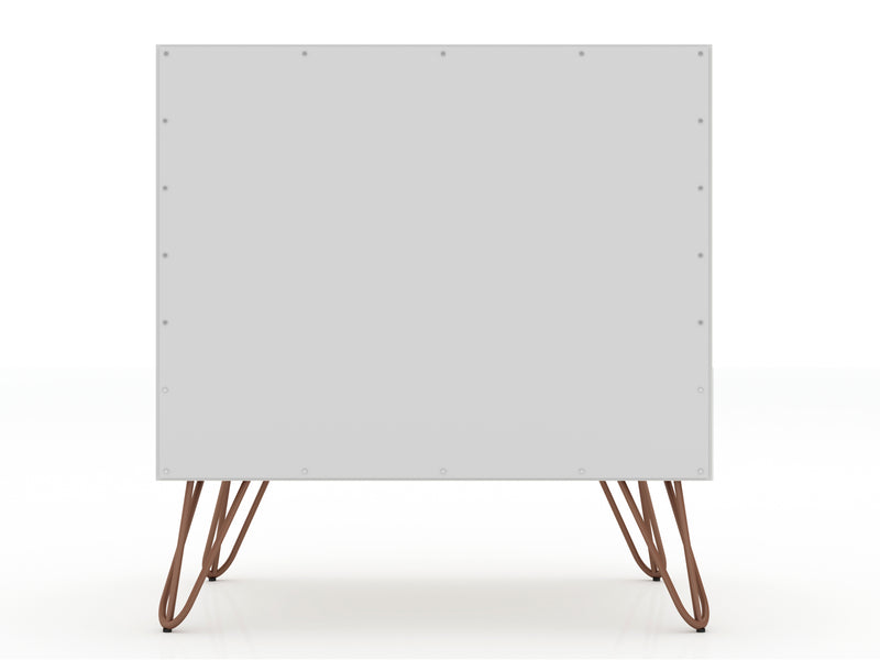 Manhattan Comfort Rockefeller Mid-Century Modern Nightstand with 2 Drawers - White