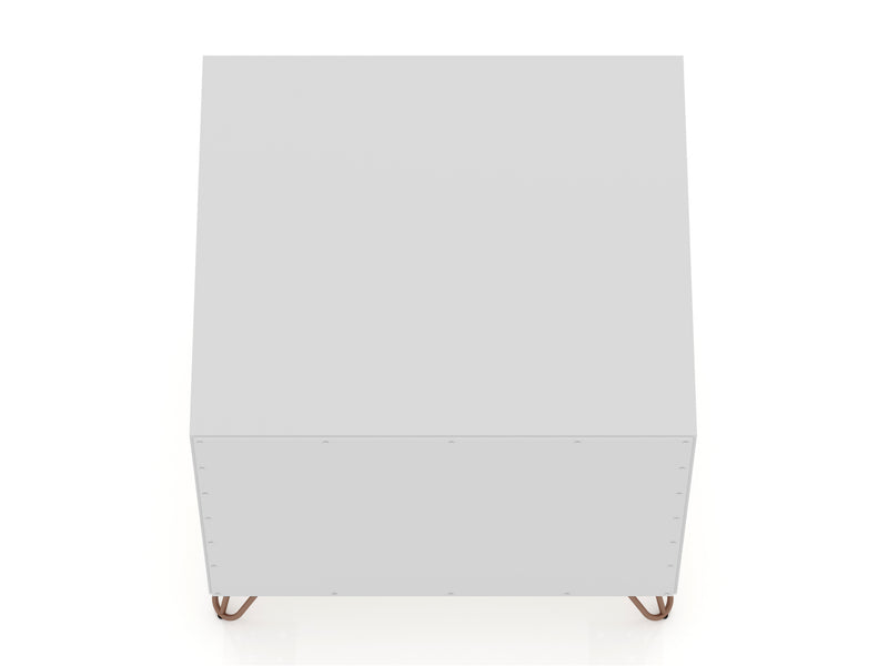 Manhattan Comfort Rockefeller Mid-Century Modern Nightstand with 2 Drawers - White