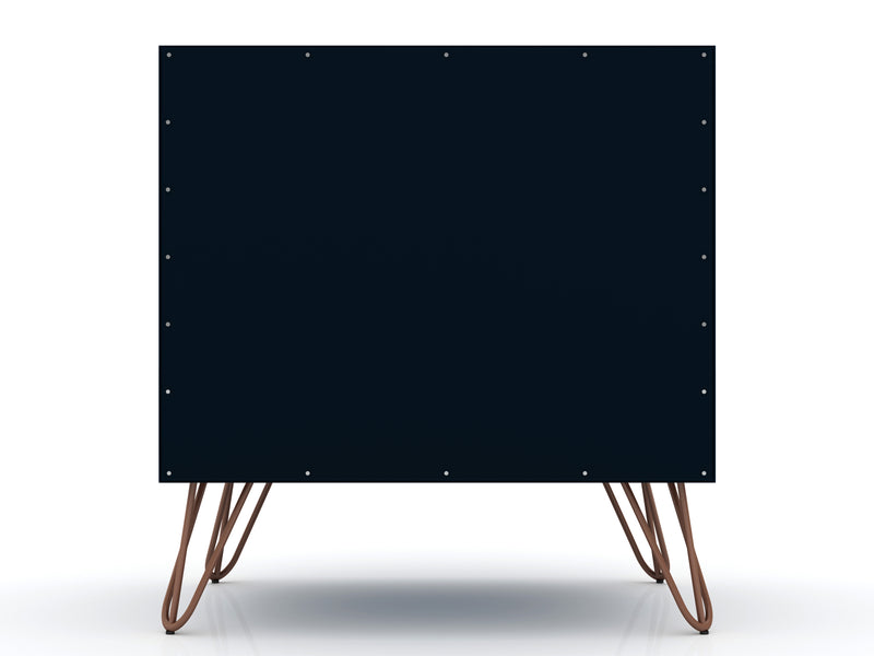 Manhattan Comfort Rockefeller Mid-Century Modern Nightstand with 2-Drawers - Tatiana Midnight Blue
