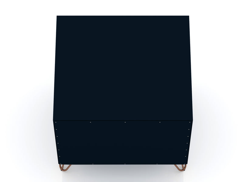 Manhattan Comfort Rockefeller Mid-Century Modern Nightstand with 2-Drawers - Tatiana Midnight Blue